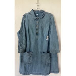 Old Navy Denim Jean Dress Woman Size 2XL Pockets and Button Down NWT